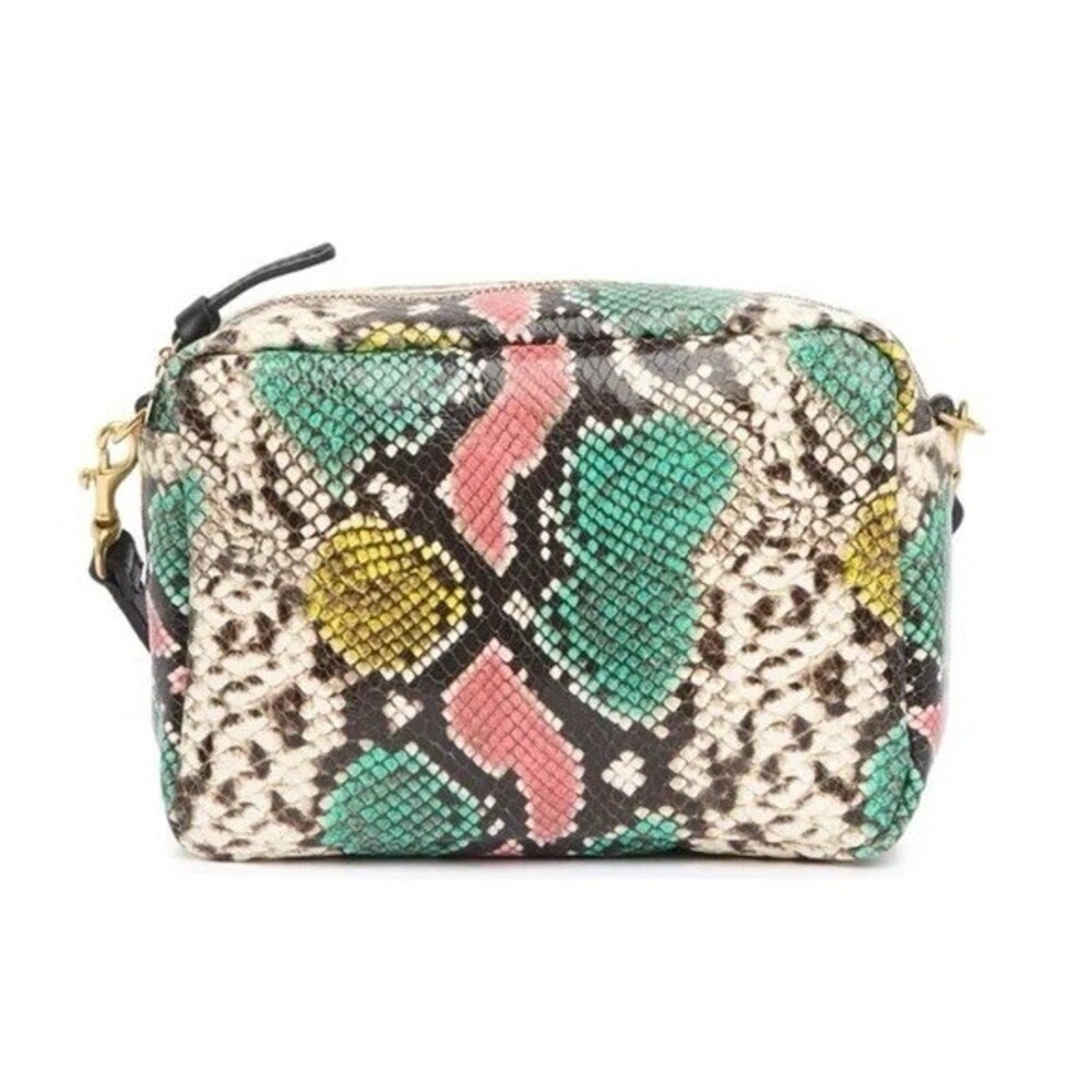 CLARE V. Midi Sac Pastel Tie Dye Painted Snake Leather Convertible Crossbody Bag